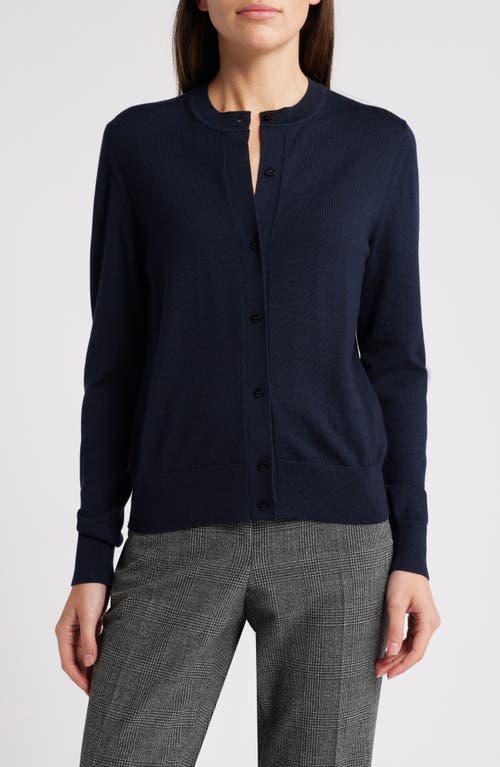 Hugo Boss Boss Fadenasi Wool Cardigan Sweater In Sky Captain