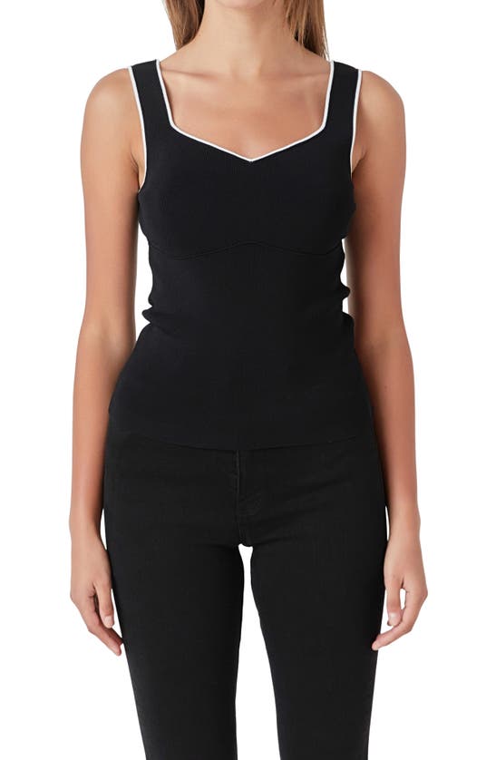 Endless Rose Rib Sweater Tank In Black/ White