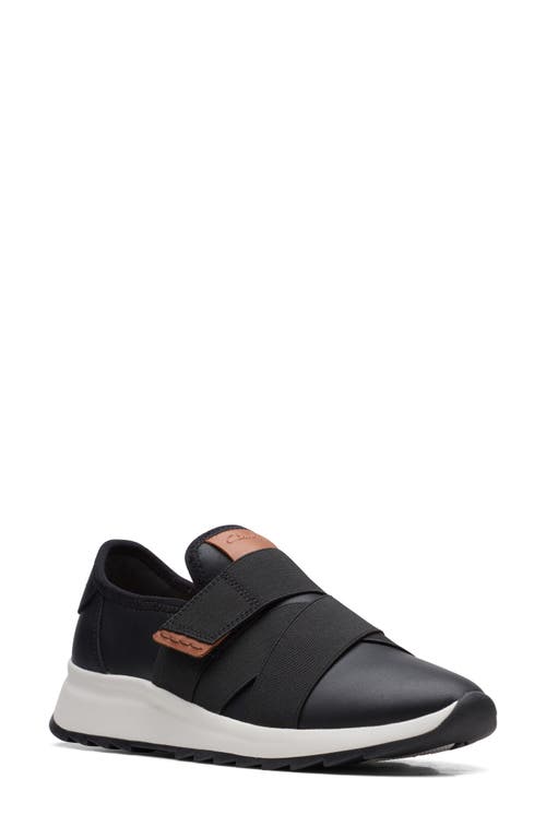 Clarks(r) Dash Lite Strap Slip-On Sneaker in Black Leather