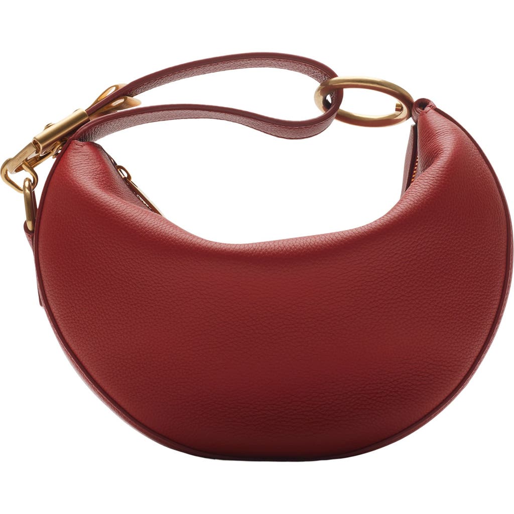 Burberry Knight Arc Rust Brown Grained Leather Shoulder Bag In Rust