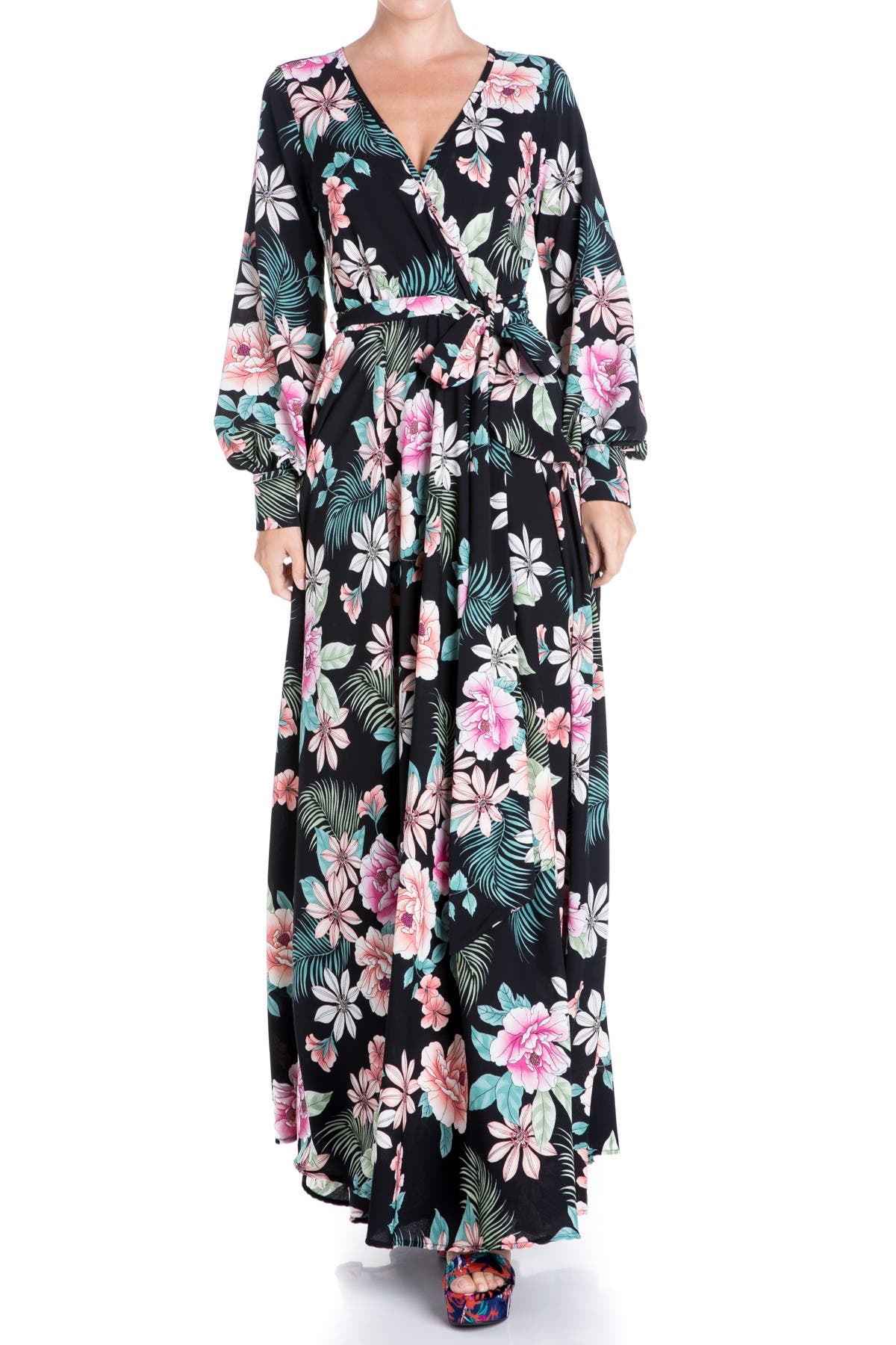 maxi dress with balloon sleeves