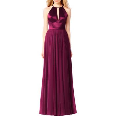 After Six Satin & Chiffon Gown, Red