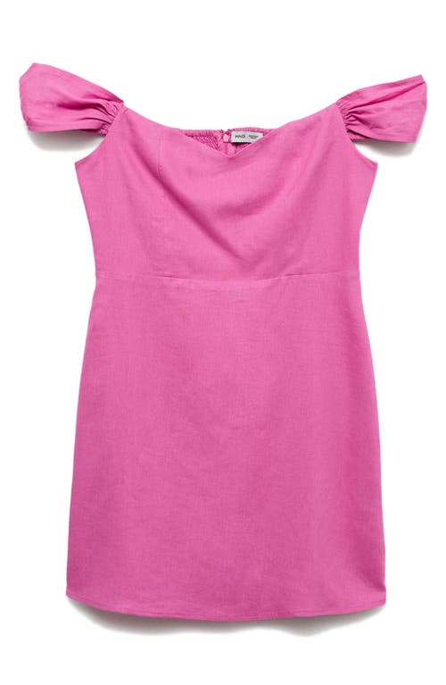 MANGO MANGO SWEETHEART NECK LINEN BLEND DRESS