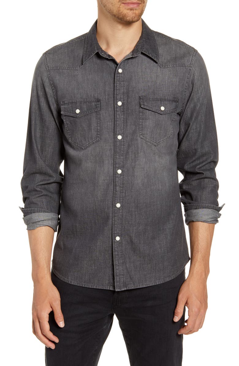 FRAME Slim Fit Western Snap-Up Chambray Shirt | Nordstrom