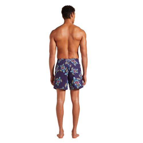 Vilebrequin Moorea Vendome Turtles Print 6 Swim Trunks In Minuit