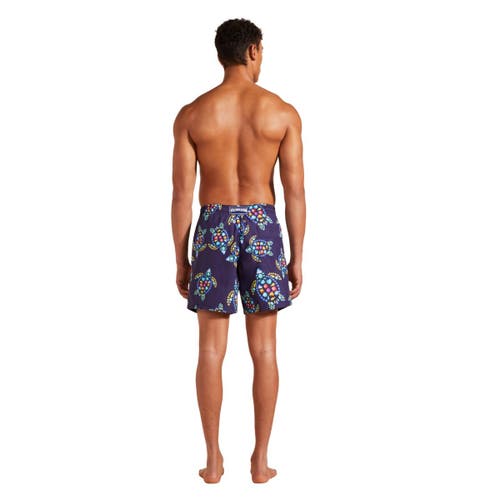 Shop Vilebrequin Vendôme Turtles Swim Trunks In Minuit