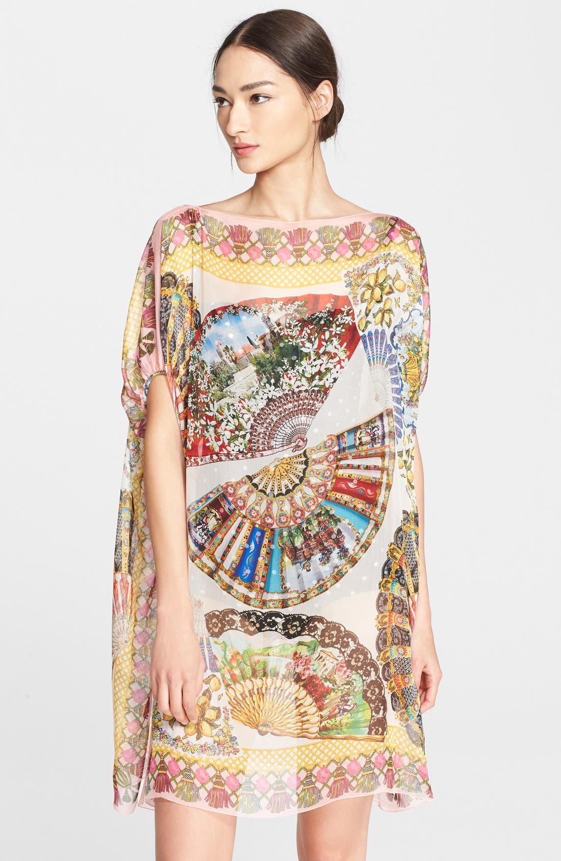 Dolce&Gabbana Fan Print Chiffon Caftan Nordstrom