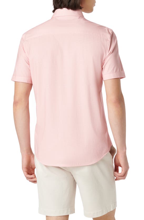 Shop Bugatchi Miles Ooohcotton® Pin Dot Short Sleeve Button-up Shirt In Salmon