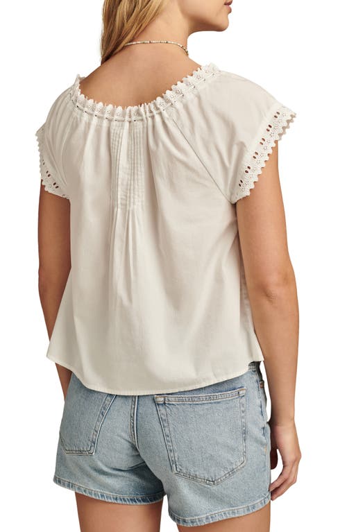 Shop Lucky Brand Eyelet Trim Pintuck Button-up Top In Bright White