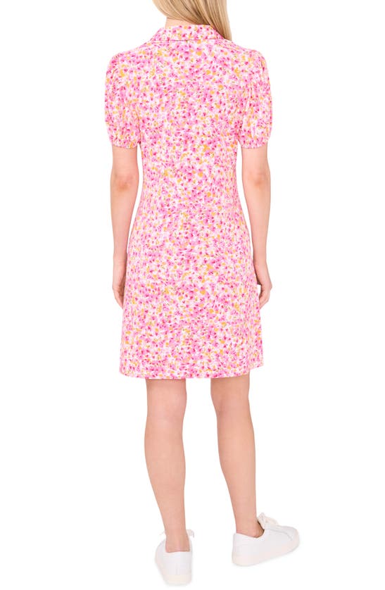 Shop Cece Floral Print Knit Polo Dress In New Ivory