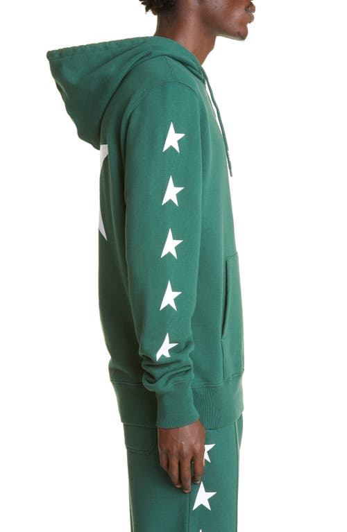 Golden Goose Star Cotton Graphic Hoodie In Bright Green/white