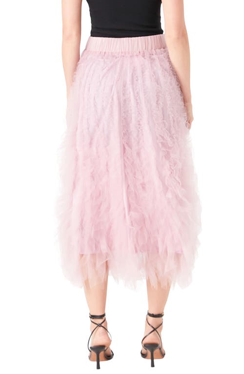 Endless Rose Ruffle Tulle Midi Skirt In Mulberry