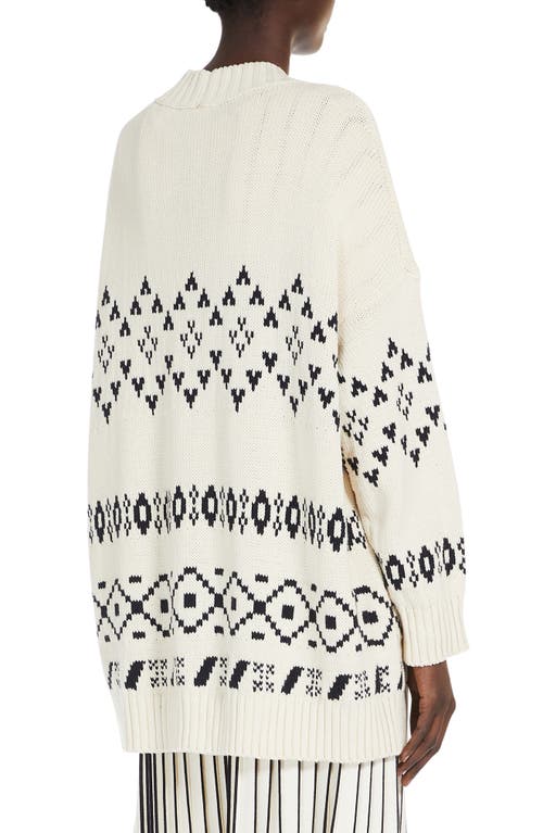 Shop Max Mara Acacia Fair Isle Longline Cardigan In Black/ivory