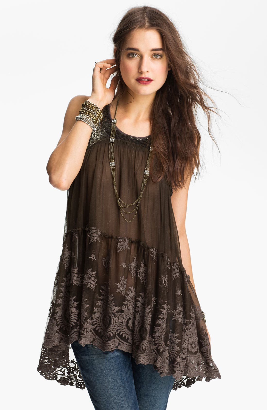 Free People Embellished Sheer Tunic Nordstrom