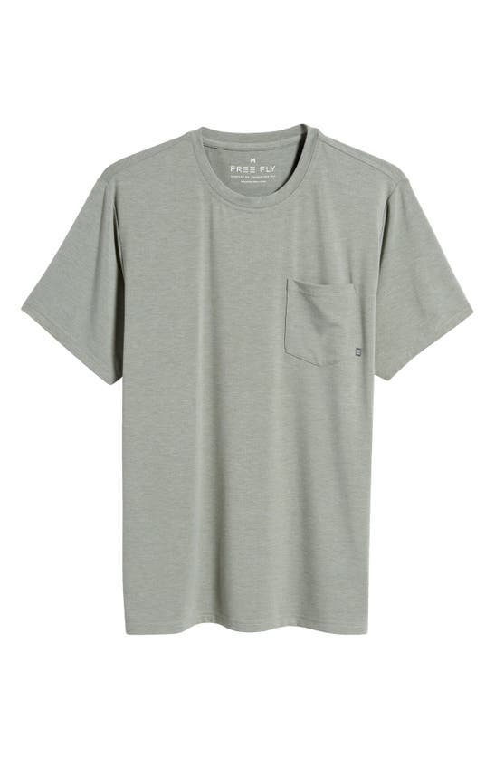 Free Fly Flex Performance Pocket T-shirt In Heather Agave Green