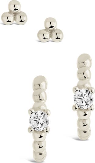 Sterling Forever Sterling Silver CZ Huggie Stud Earrings Set