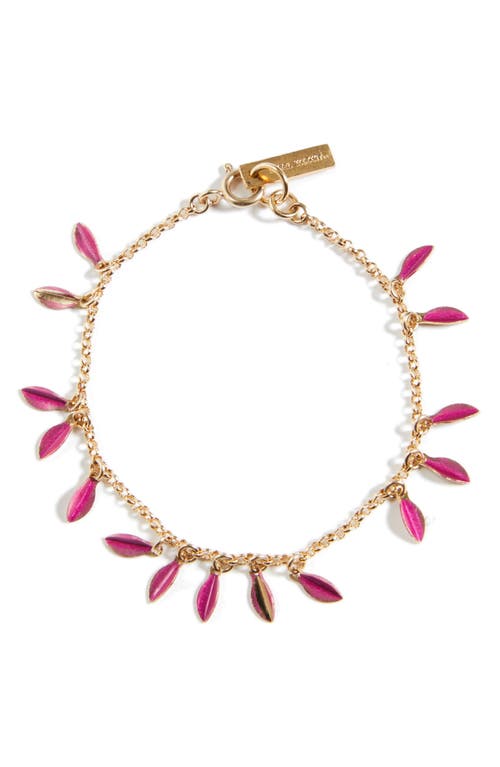 Isabel Marant Color Shiny Leaf Charm Bracelet in Metal Pink