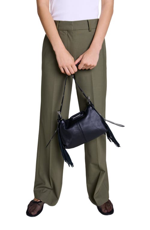 Shop Maje Straight-leg Suit Trousers In Khaki