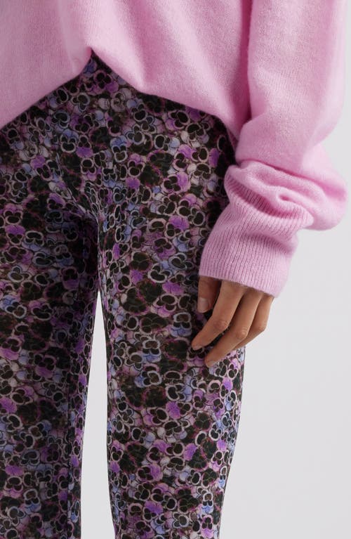 Shop Isabel Marant Joshua Floral Print Rib Leggings In Purple