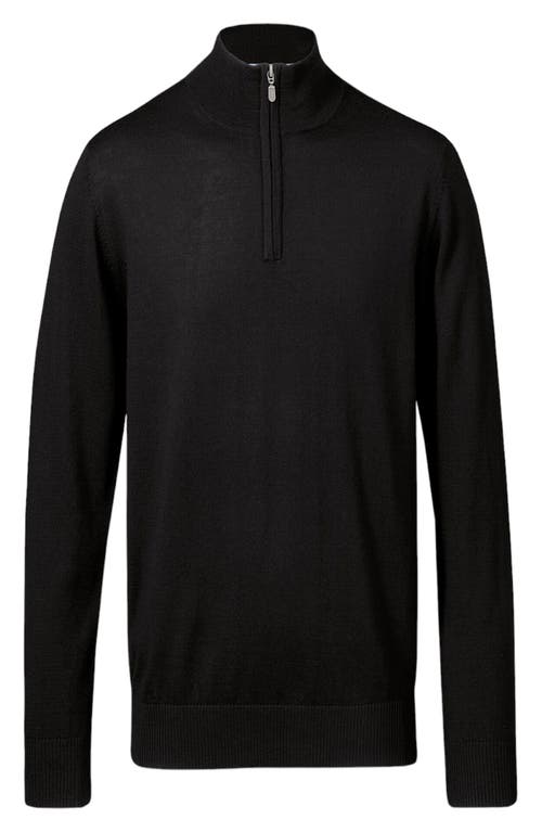 Merino Wool Quarter Zip Sweater in Black