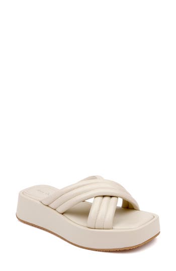 Dee Ocleppo Sicily Crisscross Leather Flatform Sandals In Chalk