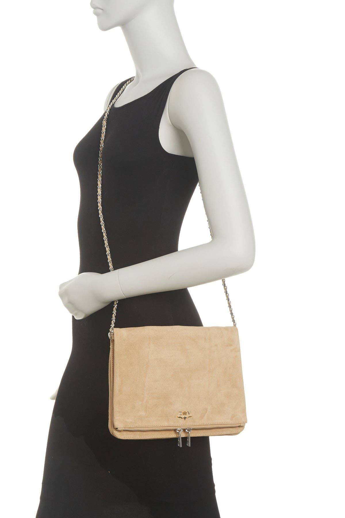 Zadig & Voltaire Rick Xl Blason Suede Crossbody Bag In Open Grey29