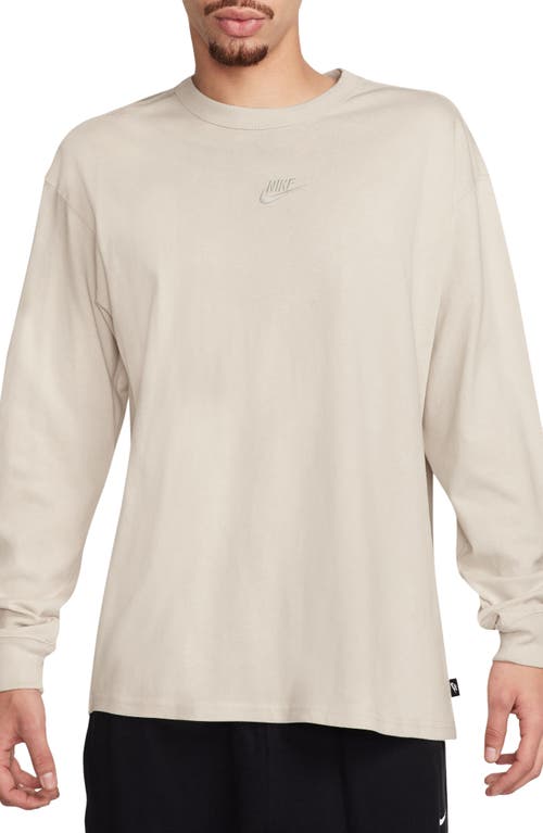 Shop Nike Sportswear Premium Essentials Long Sleeve T-shirt In Light Orewood Brown