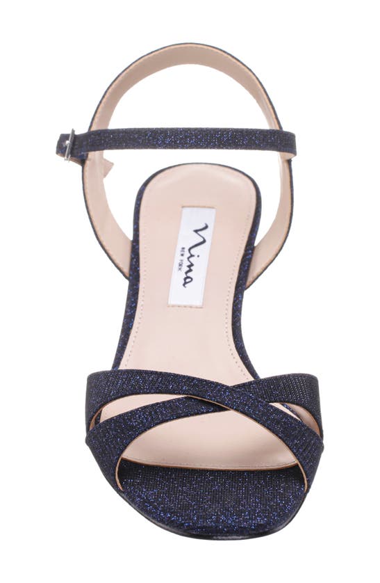 Shop Nina Flora Ankle Strap Wedge Sandal In Navy