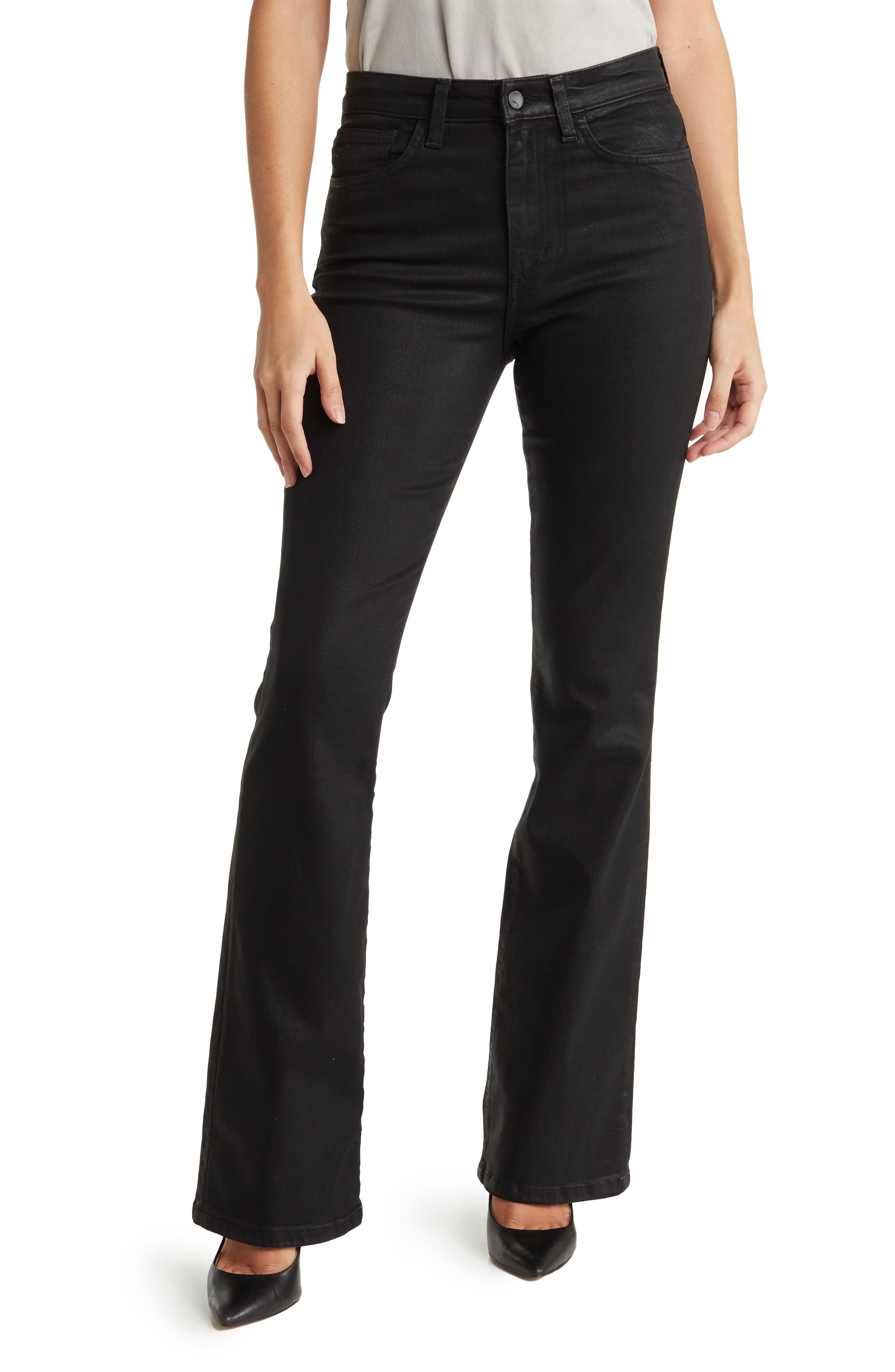 high rise bootcut jeans black