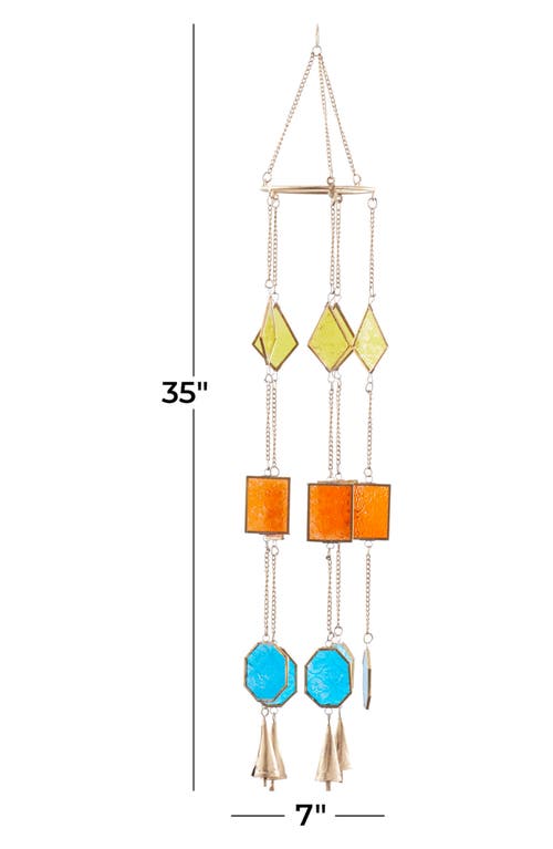 Shop Novogratz Colored Glass Wind Chime In Blue/orange/gold Multi