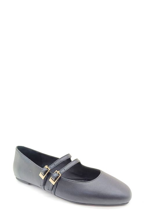 Shop Kenneth Cole Mackenzie Mary Jane Flat In Black Leather