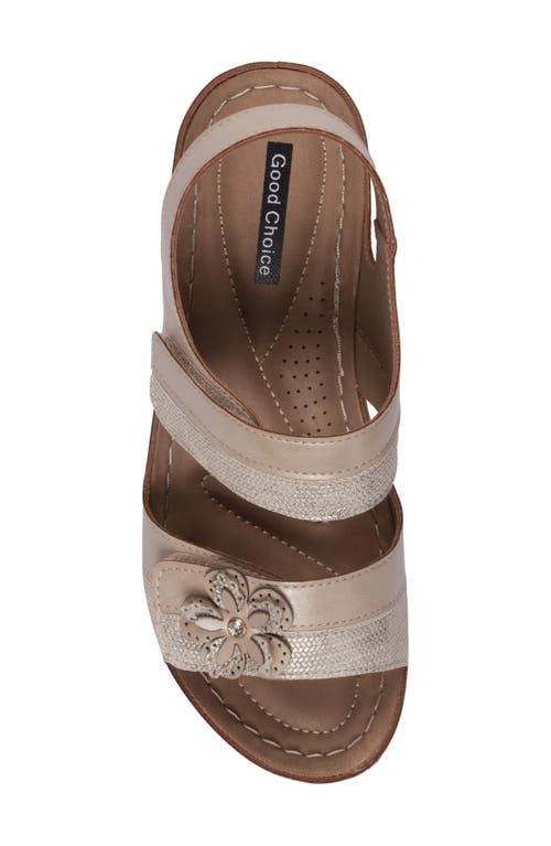 Good Choice New York Tulip Ankle Strap Platform Wedge Sandal In Gold