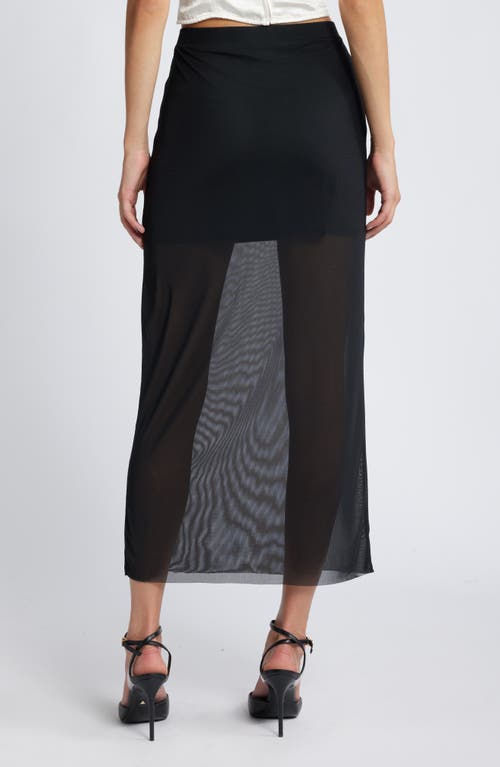 Open Edit Sheer Mesh Midi Skirt In Black