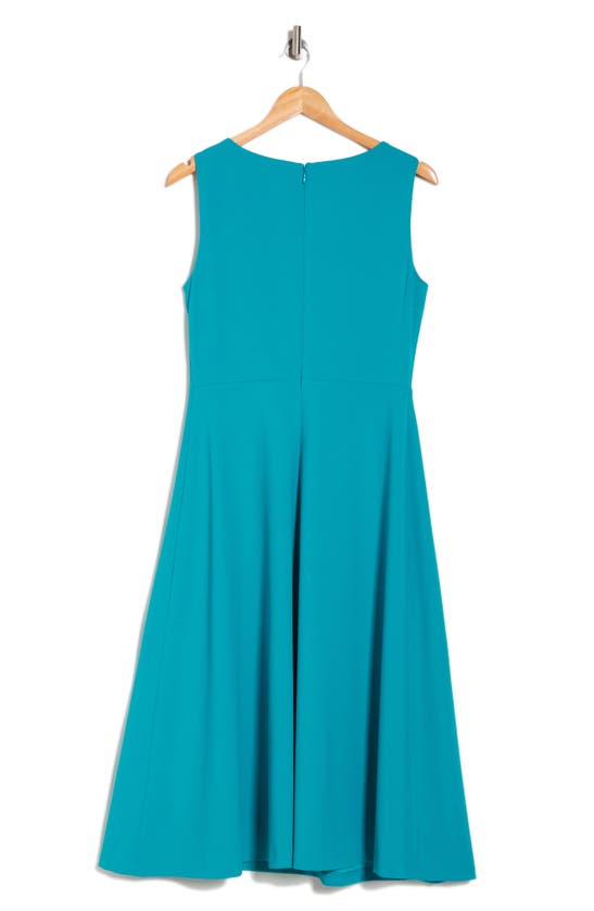 Shop Dkny Sleeveless Ruched A-line Midi Dress In Gulf Blue