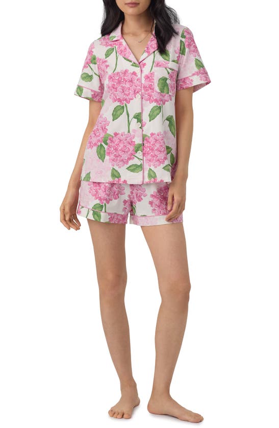 Shop Bedhead Pajamas Print Stretch Organic Cotton Jersey Short Pajamas In Grand Hydrangea