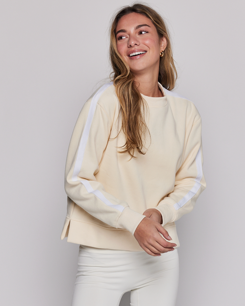 Rebody Active Sideline Fleece Sweatshirt In Bone/white