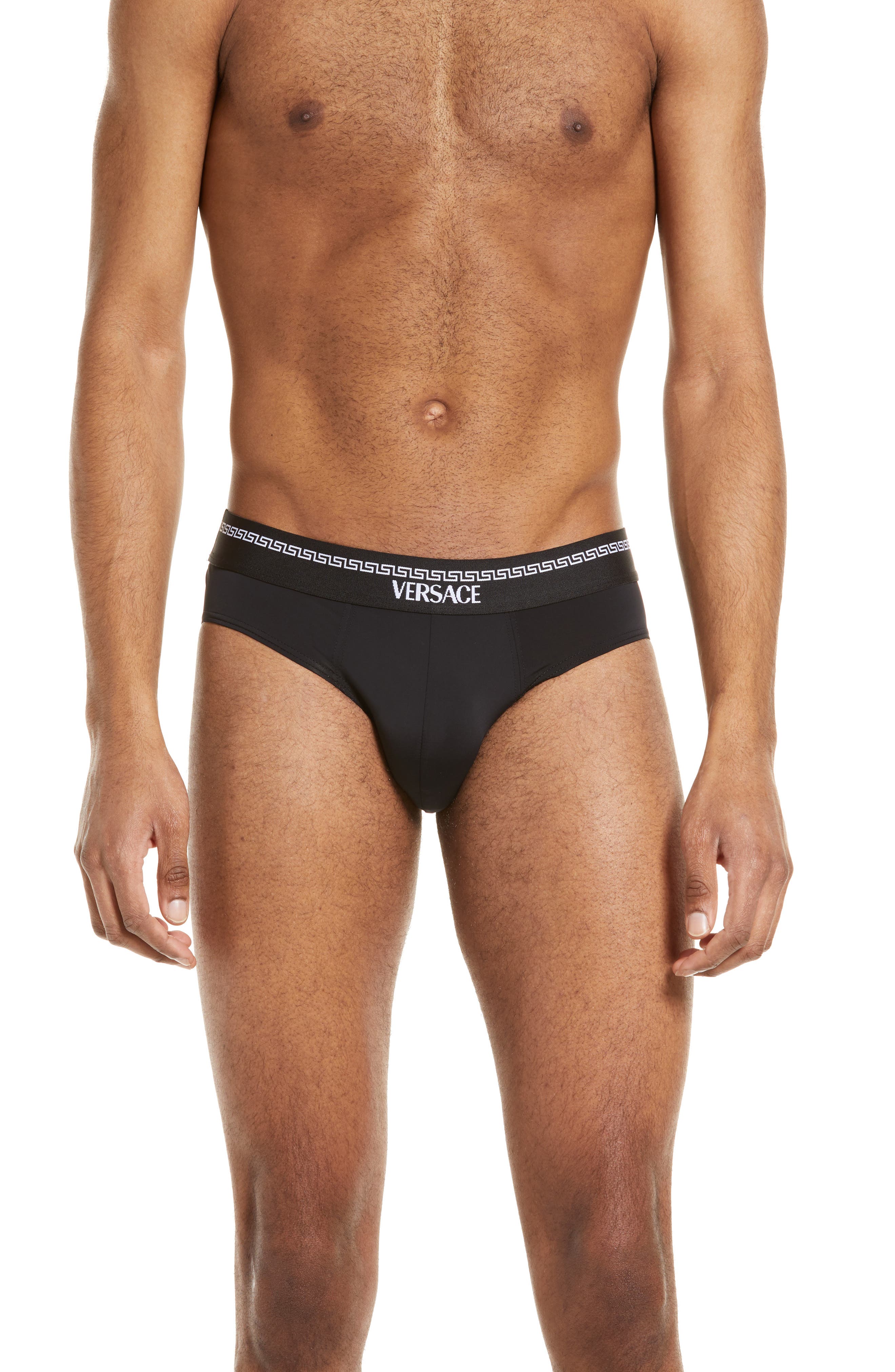 Versace First Line Chain Band Briefs in Black at Nordstrom, Size 8 Us