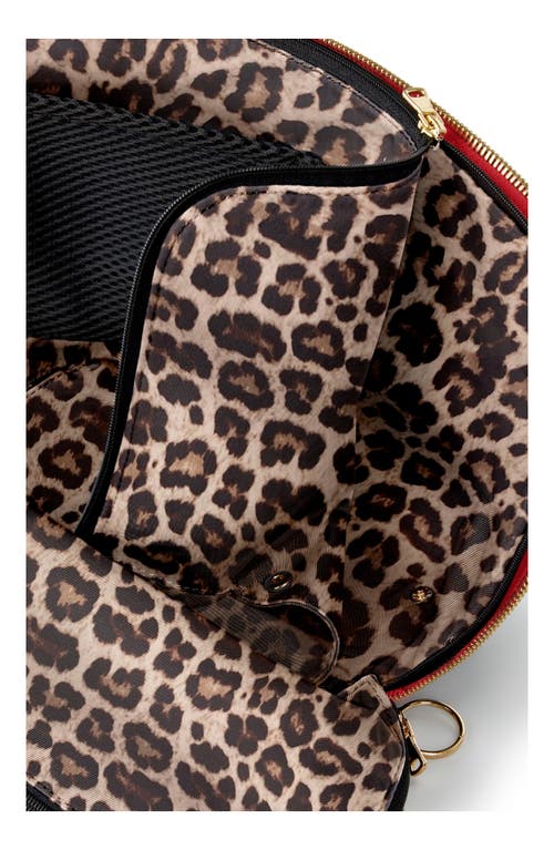 Shop Kusshi Everyday Leather Makeup Bag In Red/leopard Leather