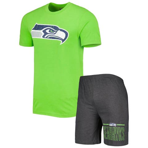 Men's Concepts Sport College Navy/Neon Green Seattle Seahawks Meter Long  Sleeve T-Shirt & Pants