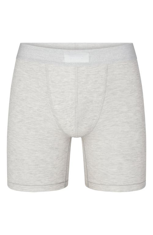 Shop Skims 5-inch Cotton & Modal Blend Boxer Briefs In Light Heather Grey