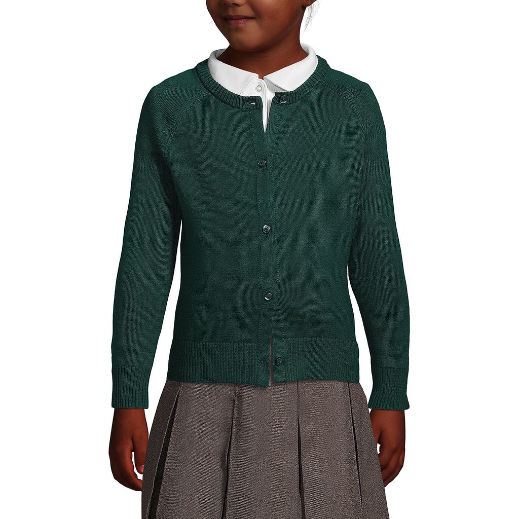 Lands' End School Uniform Girls Cotton Modal Cardigan Sweater In Evergreen