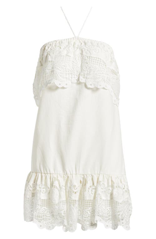 Shop Farm Rio Eyelet Embroidery Linen Blend Cover-up Dress In Off-white