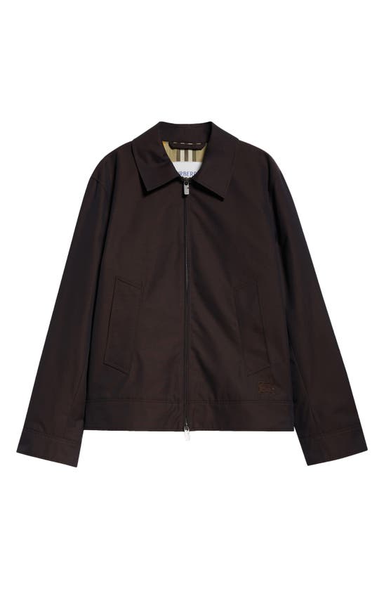 Shop Burberry Cotton Twill Harrington Jacket In Black/ Tan