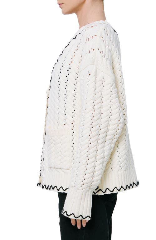 Shop Ciebon Joan Oversize Open Stitch Cardigan In Cream