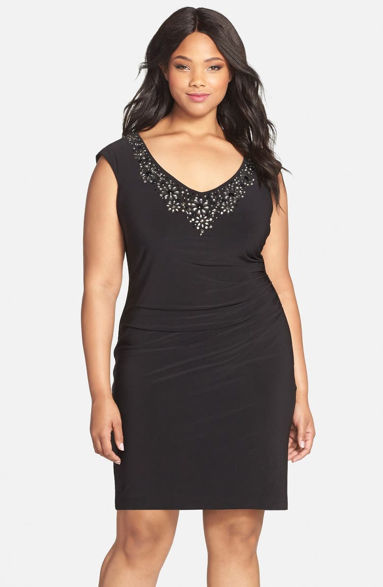 Betsy & Adam Beaded Sheath Dress (Plus Size) | Nordstrom