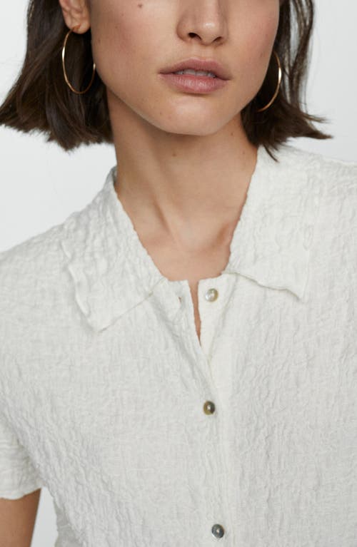 Mango Fidela Textured Button-up Shirt In White