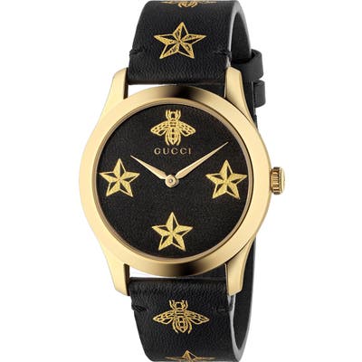 Gucci G-Timeless Leather Strap Watch,