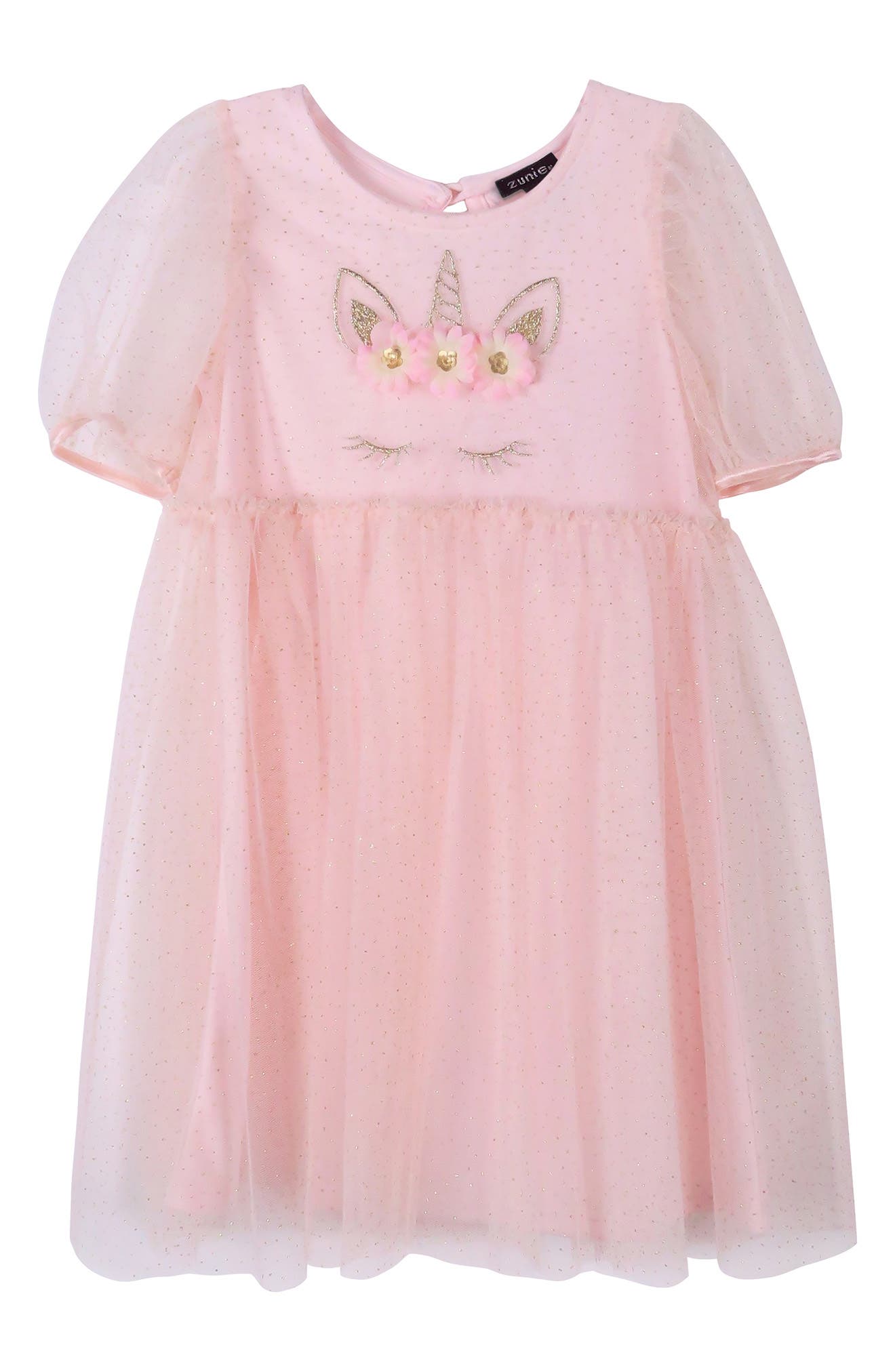Zunie Kids' Puff Sleeve Unicorn Babydoll Dress Nordstromrack