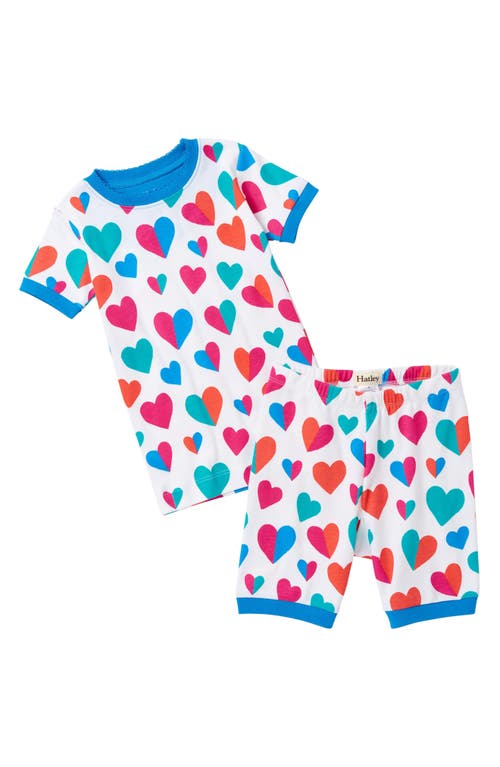 Hatley Kids' Split Hearts Fitted Two-Piece Pajamas in White