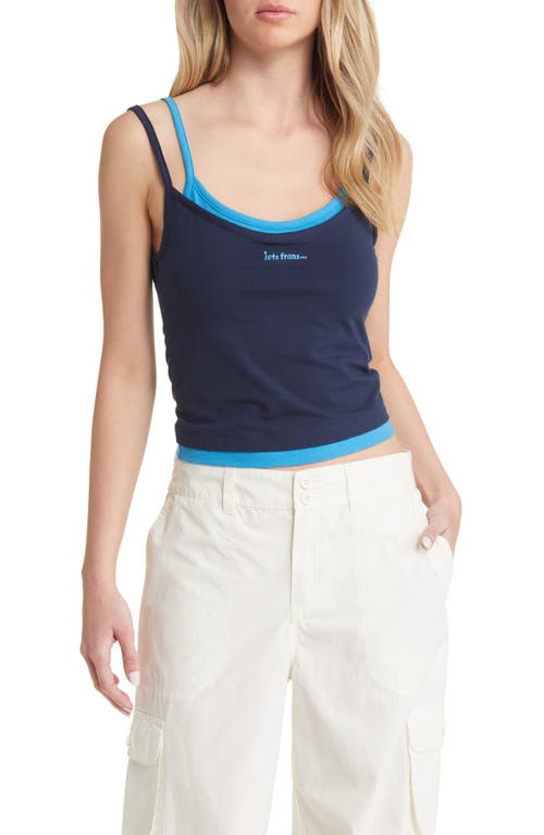 iets frans Double Layer Crop Tank in Blue